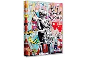 TUCOCOO Banksy Graffiti, obrazy do salonu, mały chłopiec i dziewczynka, obrazy uliczne, 1 sztuka, płótno, kolorowe, pop, sztuka ścienna, nowoczesna grafika, dekoracja domu, Giclee, oprawione, gotowe do