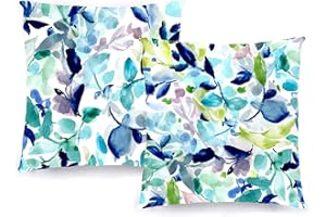 Decoratea Fundas Cojines 50x50 - Fundas de Cojín Decorativo (Juego de 2) para Sofá, Cama, Silla, Salón, Coche. Muy Suaves, Modernas y con Cremallera Invisible (Flores Acuarela)