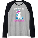 Maglietta Donna MoonWorks 'Ich Hasse Menschen' Con Unicorno | Cotone Slim Fit Nero Taglia L