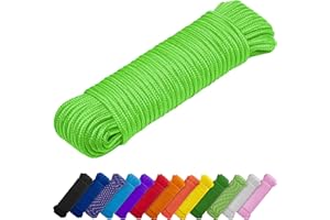 ‎TECEUM TECEUM Seil – 27.5M x 10mm (3/8 Inch) – Neon Grün - Starkes Allzweckseil - Camping, Basteln, Fahnenmast, drinnen und draußen - Polypropylen Nylon Poly Leichtgewicht Diamant geflochtene Schnur