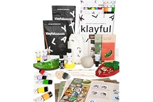 Klayful Kit per Principianti, Argilla che si asciuga all'aria 3kg, Strumenti, Colori, Pennelli, Base Bianca, Sigillante, Tessuto da lavorare