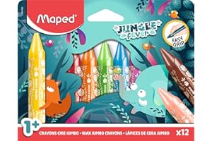 Maped Cere Colorate Formato Jumbo - 12 Colori - Colorazione per Bambini | Colori Cera, Ideale per Scuola