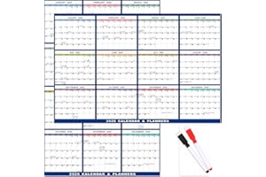 DPKOW Calendrier Mural 2026 Effaçable, Calendrier 2026 Grand Format, Planificateur Annuel Double Face A1, Décoration du Nouvel An 2026, Effaçable à Sec et Humide, avec 2 Stylos et Autocollants