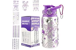 AEYURUID Cadeau Fille 4 5 6 7 8 9 10 Ans Cadeau Fille Gourde Isotherme Enfant Bouteille DIY Bricolage Kits Loisirs Créatifs Idée Rentrée Noël Jeu Exterieur Sans Bpa Autocollants Coffret Tasse Voyage Isotherme