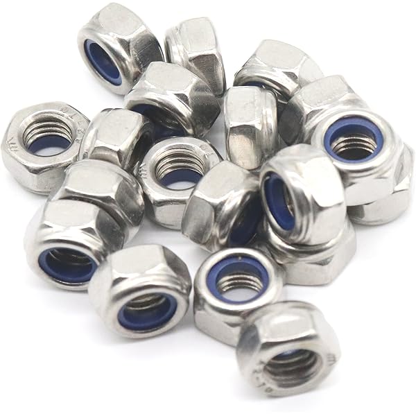 304 Stainless Steel Nylon Insert Lock Nuts (Hex) - M8 Thread, 60 Pcs - Anti-Vibration