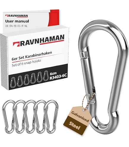 2 Large Screw Lock Carabiner Clips - 10mm X 100mm, Holds Up To 350kg For Heavy Duty Use