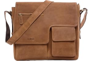 LEABAGS Leder Umhängetasche Herren & Damen I Echtleder Laptoptasche bis 13 Zoll I Messenger Bag mit Schultergurt I Schultertasche I Arbeitstasche I Tragetasche I Handtasche