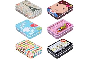 Niuhong 6PCS Cajas Estaño Metal Vacías Contenedor Dulces Almacenamiento Con Tapa Paquete Latas a Prueba De Herrumbre Cajas Pequeñas Rectangulares Contenedores Multicolores Galletas Regalo Dulces Té