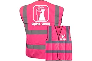BROOK HI VIS UK The Stag With Deer Head! Pink Hi Vis Vest -Ideal For Stag Do & Stag Nights