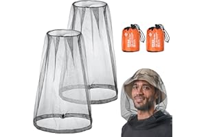 ACWOO 2 Pack Tête de Moustique Net, Filet de Tête Anti-moustiques avec Sac de Transport, Protection Contre Les Insectes Moustiquaire de Tete, Mosquito Head Net pour Apiculteur Camping Extérieur, Noir
