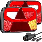 YGiTK 2 pcs Trailer Tail Lights Kit, Rear Lights Trailer | 13 Pin with 6 Functions and 5.5m Cable, E-Mark Certified for Truck