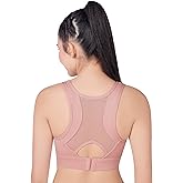 PLUMBURY Women's Padded Sports Bra with Mesh Racerback for Gym/Yoga/Workout, Size S to 2XL