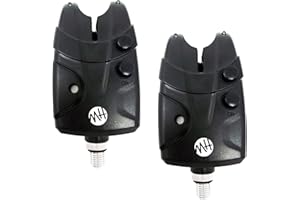 Matt Hayes Adventure Pack of 2 Water Resistant Multi-function Bite Alarm Carp with LED Lights and Audio Via Speaker Variable Volume & Tone - For Carp, Tench, Bream and Barbel [99-8021], Black