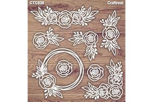 CrafTreat Reusable CTC038 Rose Flower Embellishments for Card Making and Scrapbooking - Rose Arrangement - Size: 5.5X6 Inches - Laser Cut Chipboard for Crafting - Floral for Scrapbooking