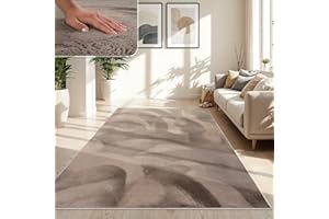 TT Home Tappeto Soggiorno Moderno a Pelo Corto - Morbido e Antiscivolo, Lavabile, per Camera da Letto, in Finta Pelliccia, Colore:Beige Tortora, Dimensione:200x280 cm