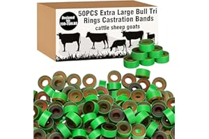Chunful Bull Tri Rings for Cattle, Sheep, Goat, Large Farm Animals, Castration Tool for Ranch Field, Heavy Duty Animal Management, Used with Extra Large Expander Pliers, Pack of 50