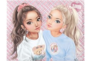 Depesche 13223 TOPModel Team Teddy - Boîte de Papeterie Rose, avec Motif de modèle et étoiles, Chemise avec Crayons, Gomme et Bien Plus Encore.