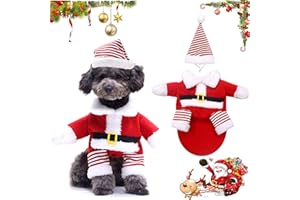 WELLXUNK® Świąteczne ubrania dla zwierząt, czapka Świętego Mikołaja, ubrania dla zwierząt domowych, kostium bożonarodzeniowy, strój cosplay, uroczy Święty Mikołaj, szczeniak, kotek, ubrania na
