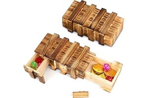 WINHOLILUX 2PCS Wooden Secret Puzzle Box, 3D Brain Teasers with Hidden Compartments Mystery Gift Box Magic Drawers Puzzle Case for kids Adults to Store Money Vouchers Jewelry