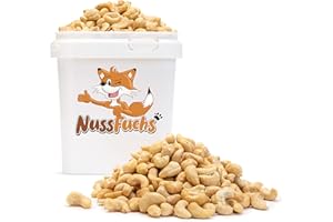 NUSSFUCHS Cashewkerne Natur 3kg – naturbelassen ungeröstet ungesalzen | Knackige ganze Cashew Kerne ohne Bruch | Cashewnüsse ohne Zusätze in Rohkostqualität – im Eimer