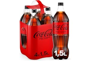 ‎COCA-COLA Coca-Cola Zero Sugar - koffeinhaltiges Erfrischungsgetränk mit originalem Coca-Cola-Geschmack - null Zucker und ohne Kalorien - erfrischender Softdrink in Einweg Flaschen 4 x 1500 ml