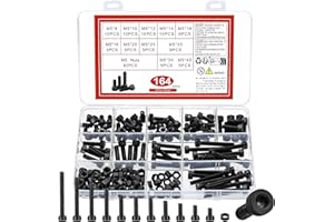 YOUYIDUN - M5 Nuts and Bolts Set, 164 Pcs Hexagon Socket Head Cap Screws, Hex Socket Cap Head Screws, Black Machine Screws Bolts and Nuts Assortment Kit, for DIY Bicycle Motorcycle Repair