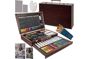 MAALEO Malkasten für Kinder 130 TLG Malkoffer Zeichenset Stifte Aquarellfarben Ölpastelle Wachsstifte Bleistifte Radiergummi Aquarellfarben Zeichenblock 21644