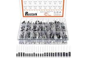Rustark 240Pcs 24 Values 10V 16V 25V 50V Metal Electrolytic Capacitors Assorted Assortment Box Kit,Range 0.1UF-1000UF Capacitors for Air Conditioning, LED Lights, Audio, Induction Cooker