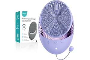 COSLUS Face Scrubber Facial Cleansing Brush: 5 Modes Rechargeable & IPX7 Waterproof​ for Sensitive Skin, Deep Cleaning Removing Blackhead Exfoliating Massaging Home Care & Business Travel​ (Purple)