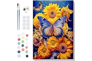 Lxmsja Paint by Numbers Kit for Adults Beginner Children with Frame, Butterfly Adult Kids' Paint by Numbers Kits on Canvas, Color by Numbers for Adults Children, Gifts for Women Home Decor, 8x12in