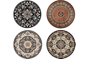 Xecamuvila Set med 4 diatomitunderlägg - Boho Mandala-mönster, 12 cm, rund, absorberande och värmebeständig, för bord och kök