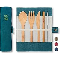 Bamboo Cutlery Set | Eco Cutlery Set | Reusable Cutlery Set | Knife, Fork, Spoon and Straw| Plastic Free | Eco Travel Cutlery