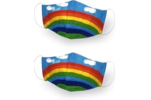 Kanguru Green Mask Kid, Set of 2, Facial Mask, 100% Cotton, Washable, Reusable, for Kids 6-12 Years, for Kids 6-12 Years, Multi-coloured