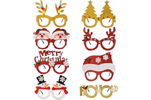 KEYIDO Christmas Glasses, Novelty Christmas Glasses, Glitter Christmas Party Glasses Fancy Dress Costume Decorations for Kids Adults