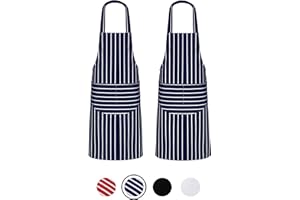 Quick Cleaning Supplies Pack of 2 Unisex Bib Aprons – 100% Combed Cotton - Professional Heavy Duty Grade – Thick Fabric Construction – Two Large Front Pockets’- Fade Resistant