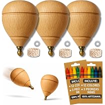 Lote De 4 Peonzas De Madera Clásicas Con Cuerda. Juguete Tradicional De Habilidad Para Niños Y Niñas. Ideal Para Fiestas, Cumpleaños, Detalles Y Recuerdos. Hecho En España. Medida: 7,5 Cm