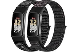 XANS 2 Pack Cinturino in nylon compatibile con Fitbit Charge 6/Fitbit Charge 5, Regolabile traspirante sport sostituzione braccialetto in nylon per Fitbit Charge 5 Charge 6 cinturino per donne uomini