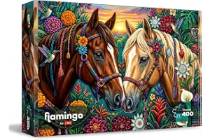 Flamingo by Trefl, Floral Gallop – pussel med 400 bitar | Pussel att lägga själv, trendiga motiv, färgglad design, för vuxna