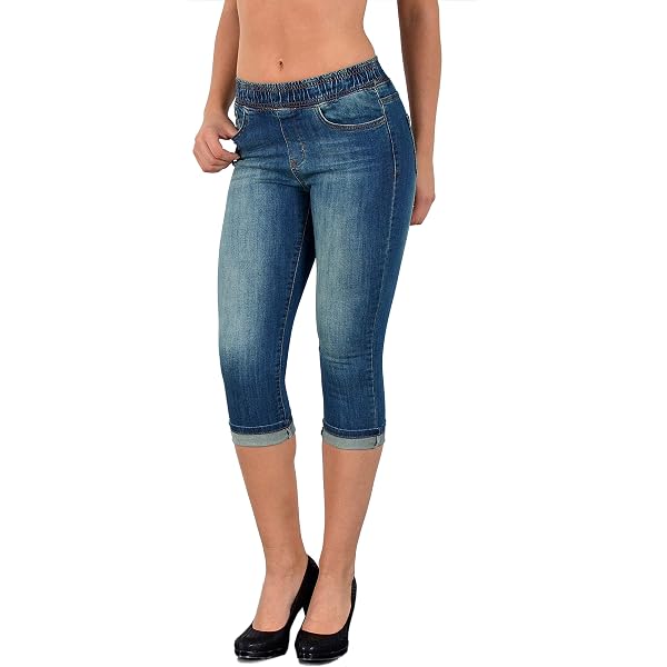 JOPHY & CO. Pantalon Chino 3/4 Femme Avec Ceinture - Modèle 3013 Taille Mi-haute