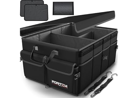 FORTEM Bagageutrymmeslåda, Bakluckelåda, Organisera Bagageutrymmet, Hopfällbar Låda med Flera Fack, - Amazon Deal & Rabatt
