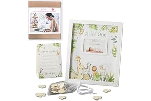 Kate Aspen Guest Book Alternativa al Libro de Invitados para Baby Shower, MDF, Safari