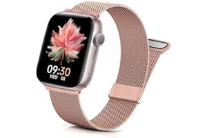 surundo Kompatibel mit Apple Watch Armband Metall 38mm 40mm 41mm 42mm 44mm 45mm 49mm, Glattes Edelstahl Magnetische Verstellbare Armbänder für iWatch Serie 8 Ultra 9 7 6 SE 5 4 3 2 1, Roségold