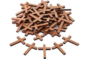 Mr. Pen - Paquete de 50 pequeñas cruces de madera de 1.2 x 1.75 pulgadas, ideales para manualidades, dijes de cruz