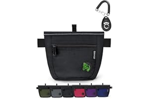 Gobeigo Bolsa de golosinas para perros y clicker de entrenamiento, dos cierres magnéticos mejorados para evitar derrames, bolsa de regalo de 2 tazas con dispensador de bolsas para excrementos,