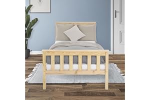 ‎ML DESIGN MODERN LIVING ML-Design Holzbett 90x200 cm Natur, Kiefernholz, Massivholz Bettgestell mit Lattenrost und Füße, Einzelbett mit Kopf- und Fußteil, Bett für Kinder und Erwachsene, Massivholzbett Kinderbett Jugendbett