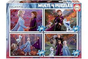 Educa - Die Eiskönigin 2, 4in1 Puzzleset mit 50/80/100/150 Teilen für Kinder ab 5 Jahren, ELSA und Anna, Olaf, Disney, Frozen II (18640)