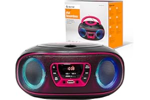 DENVER TCL-212BT Bluetooth Boombox mit Top-Loading CD-Player, USB MP3-Wiedergabe, FM-Radio, AUX und 2x2W RMS