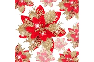 BLAZOR Decorazioni Natalizie, Fiori per Albero di Natale Artificiali, Fiori Finti Glitter Ornamenti di Natalizi, per Albero di Natale Festivo, Ghirlanda, Feste di Matrimonio Addobbi (Multicolor)