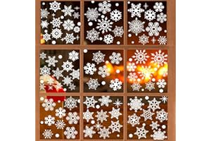 NEWUPZSI 155 Pezzi Natale Fiocchi di Neve Vetrofanie Natale Adesivi Natalizi per Finestre Fiocco di Neve Sticker Statici PVC, DIY Adesivi Vetro Natale per Natale Decorazioni Casa