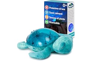 Cloud b Luce notturna musicale e luminosa tartaruga | Luce notturna bambino proiettore oceano con suoni rilassanti | Ricaricabile ed ecologico | Tranquil Turtle Aqua